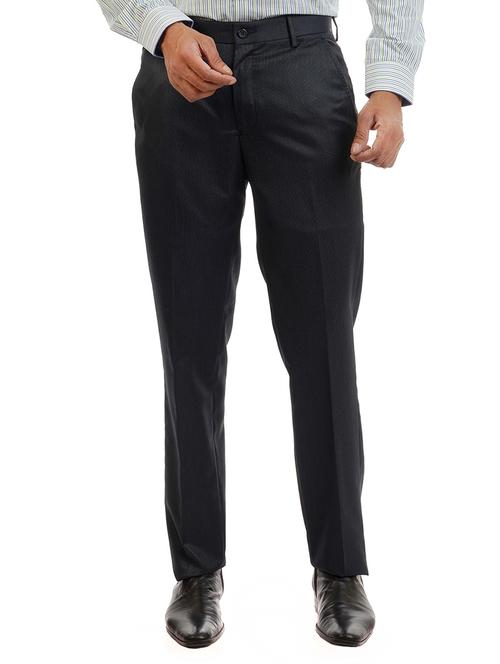 dark blue viscose flat front formal trouser - 12513135 - Very Small Image - 1