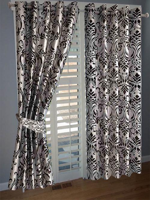 divine home furnishing brown abstract poleyester window curtain set of 2 - 12513767 - Very Small Image - 1