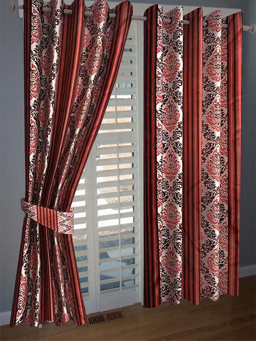 divine home furnishing brown abstract poleyester window curtain set of 2 - 12513770 - Very Small Image - 1