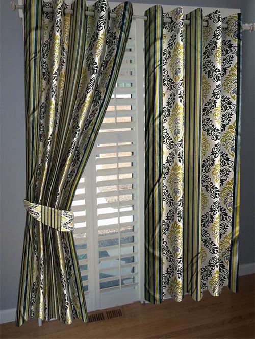 divine home furnishing green abstract poleyester window curtain set of 2 - 12513771 - Very Small Image - 1