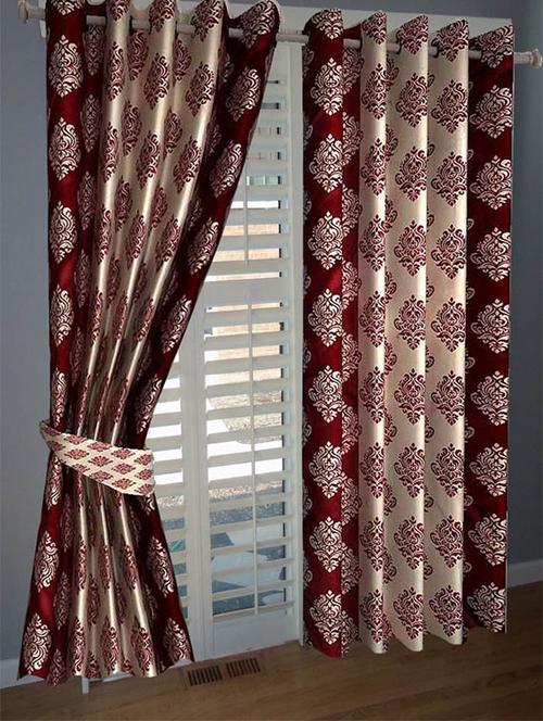 divine home furnishing red abstract poleyester window curtain set of 2 - 12513777 - Very Small Image - 1