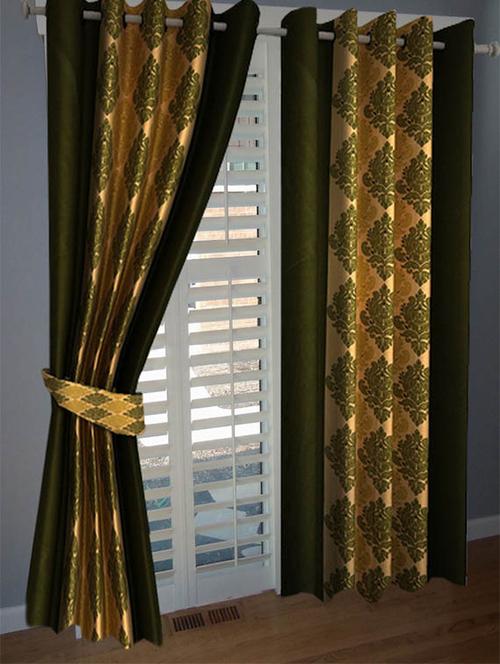 divine home furnishing green abstract poleyester window curtain set of 2 - 12513778 - Very Small Image - 1