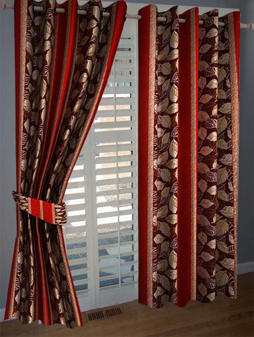 divine home furnishing red abstract poleyester window curtain set of 2 - 12513781 - Very Small Image - 1