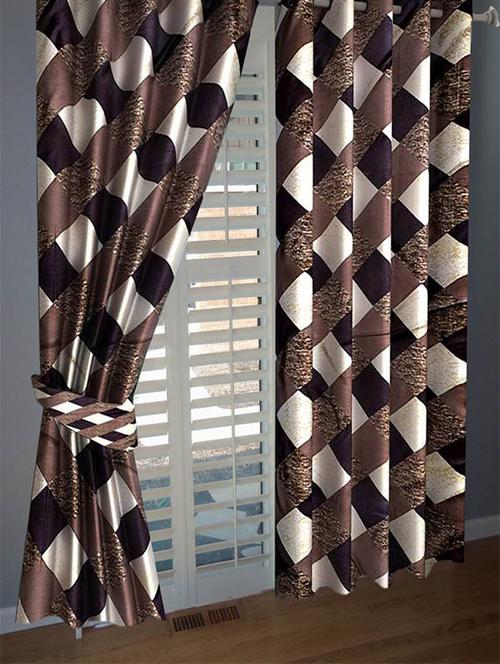 divine home furnishing brown abstract poleyester window curtain set of 2 - 12513783 - Very Small Image - 1