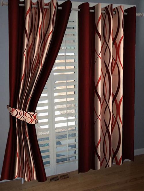 divine home furnishing red abstract poleyester window curtain set of 2 - 12513785 - Very Small Image - 1