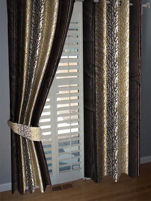 divine home furnishing brown abstract poleyester window curtain set of 2 - 12513800 - Very Small Image - 1