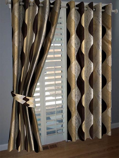 divine home furnishing brown abstract poleyester window curtain set of 2 - 12513814 - Very Small Image - 1