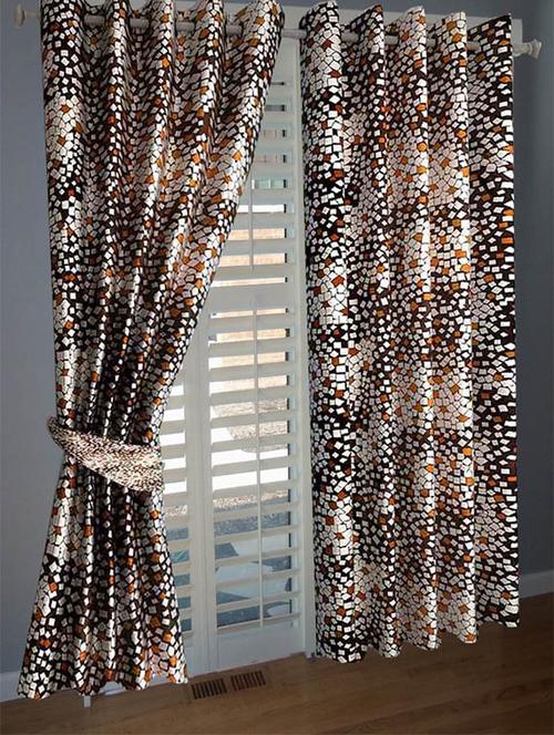 divine home furnishing brown abstract poleyester window curtain set of 2 - 12513820 - Very Small Image - 1