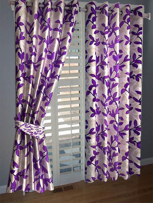 divine home furnishing purple abstract poleyester window curtain set of 2 - 12513826 - Very Small Image - 1