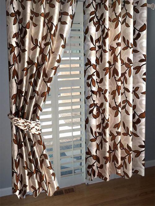 divine home furnishing brown abstract poleyester window curtain set of 2 - 12513827 - Very Small Image - 1