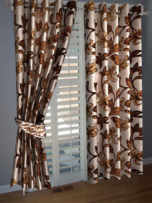 divine home furnishing brown abstract poleyester window curtain set of 2 - 12513828 - Very Small Image - 1