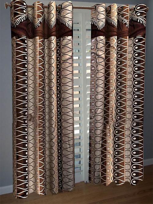 divine home furnishing brown abstract poleyester window curtain set of 2 - 12513853 - Very Small Image - 1