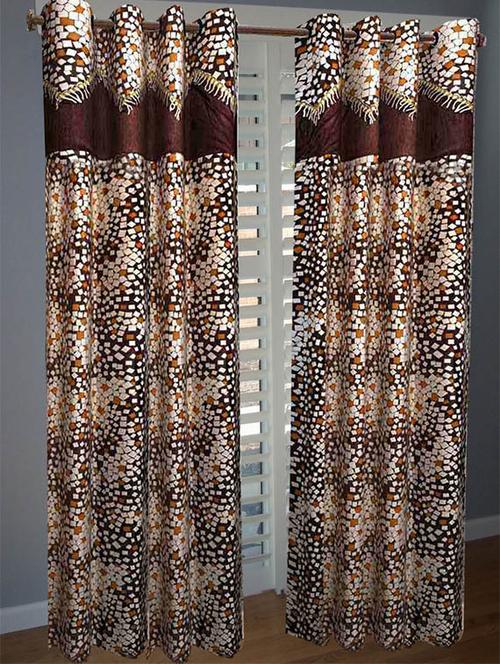 divine home furnishing brown abstract poleyester window curtain set of 2 - 12513856 - Very Small Image - 1