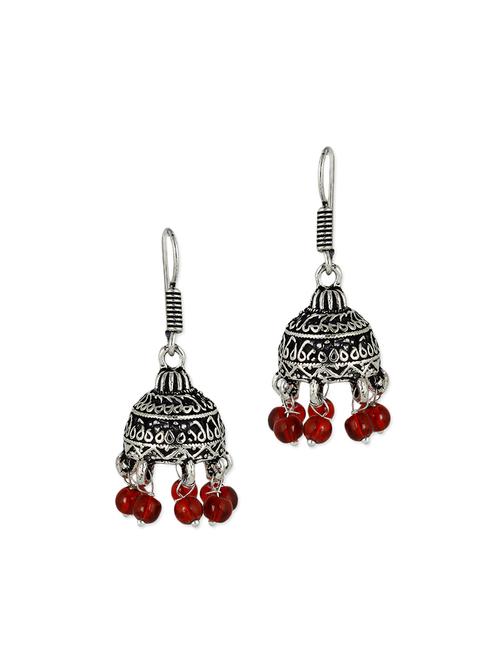 silver metal jhumka earrings - 12517259 - Very Small Image - 1