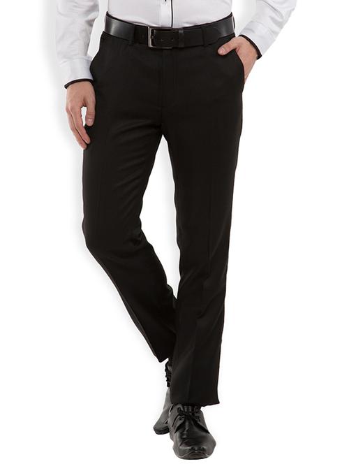black polyester flat front formal trouser - 12517275 - Very Small Image - 1