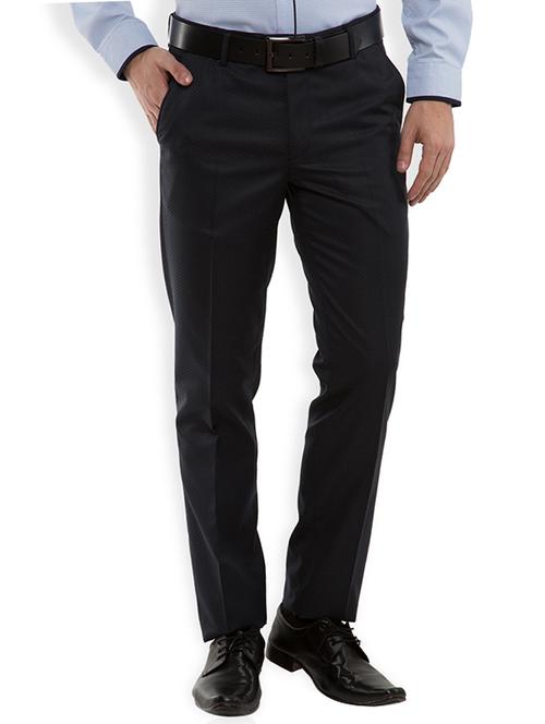 dark blue polyester flat front formal trouser - 12517279 - Very Small Image - 1