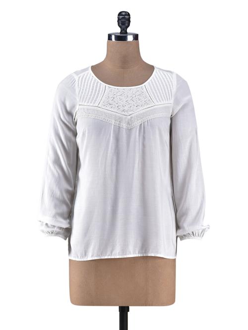 offwhite rayon pin tuck top - 1251767 - Very Small Image - 1