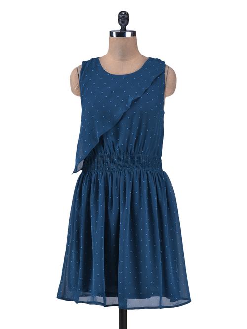 turquoise poly georgette polka dots print dress - 1251768 - Very Small Image - 1