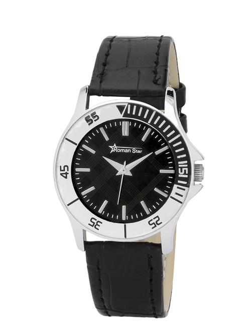black leather strap analog watch - 12518062 - Very Small Image - 1