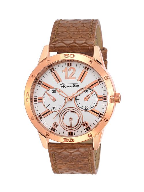 brown leather strap analog watch - 12518095 - Very Small Image - 1