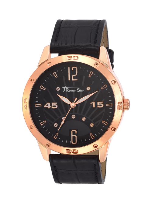 leather strap black analog watch - 12518097 - Very Small Image - 1