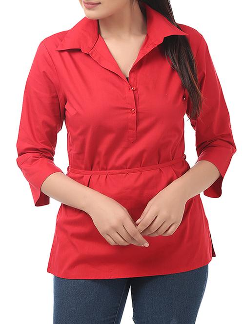 red cotton regular top - 12518215 - Very Small Image - 1