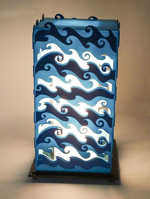 laser cut hand crafted night lamp. emits calming light wave design - 12518888 - Very Small Image - 1