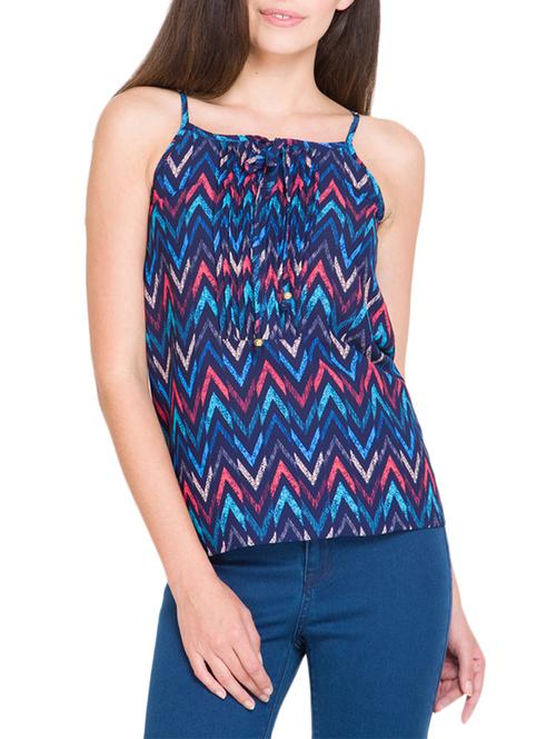 blue chevron printed top - 12519178 - Very Small Image - 1
