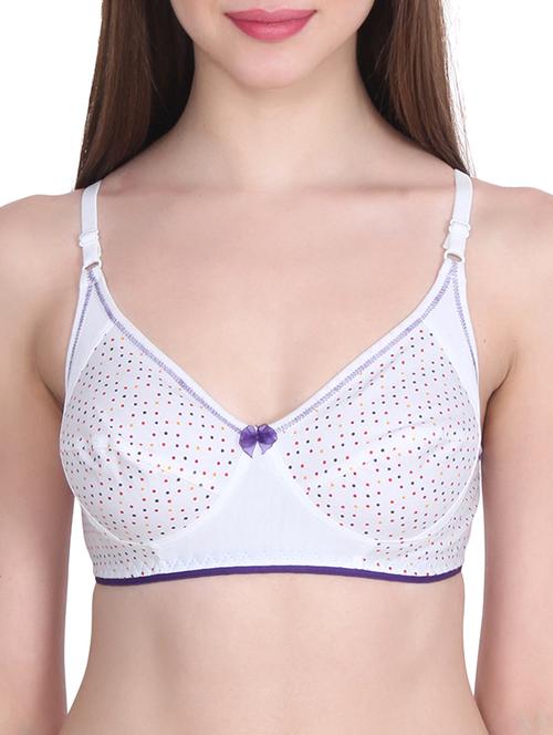 white polka dots printed cotton bra - 12519568 - Very Small Image - 1