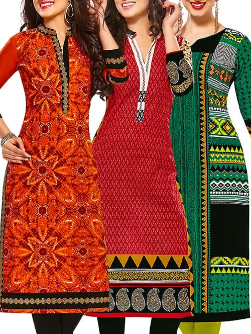 multi colored cotton combos kurti - 12522368 - Very Small Image - 1