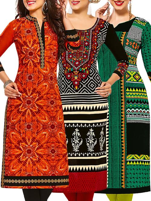 multi colored cotton combos kurti - 12522378 - Very Small Image - 1