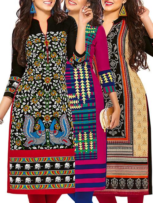 multi colored cotton combos kurti - 12522562 - Very Small Image - 1