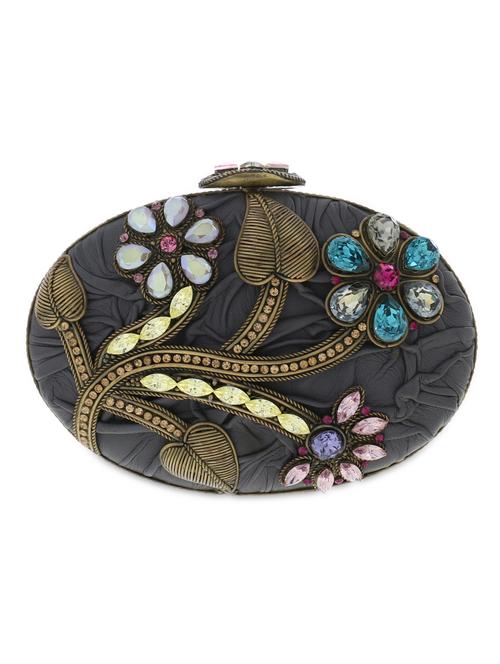 Grey embellished textured leather clutch - 1252263 - Very Small Image - 1