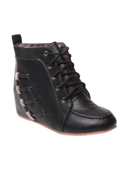 black faux leather ankle boot - 12523866 - Very Small Image - 1