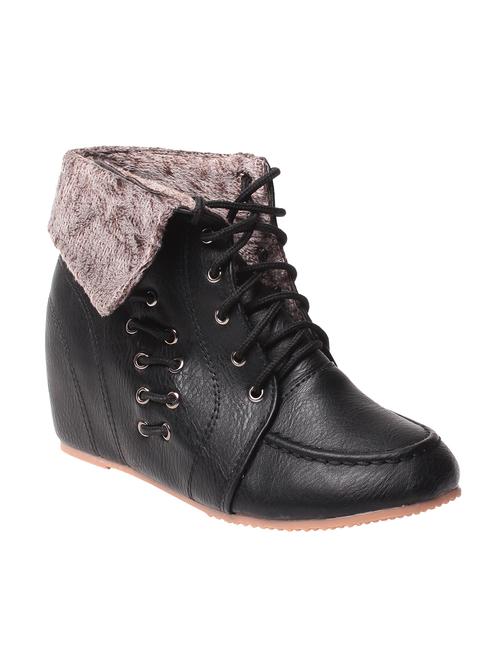 black faux leather ankle boots - 12523870 - Very Small Image - 1