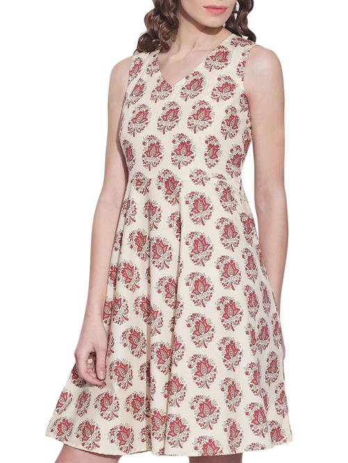 red printed cotton skater dress - 12524613 - Very Small Image - 1