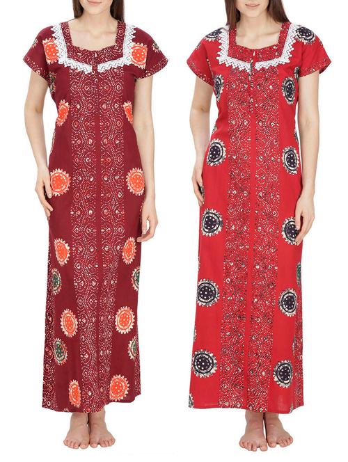multi colored cotton gowns combo - 12525510 - Very Small Image - 1