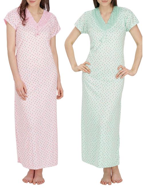 multi colored cotton gowns combo - 12526050 - Very Small Image - 1