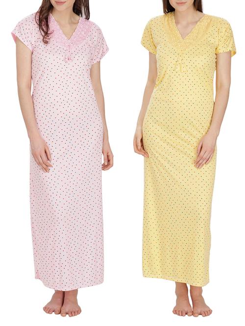 multi colored cotton gowns combo - 12526051 - Very Small Image - 1