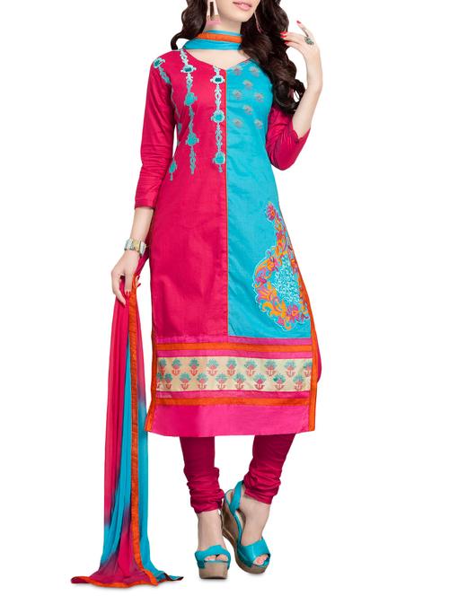 magenta and blue embroidered suit set - 1252640 - Very Small Image - 1