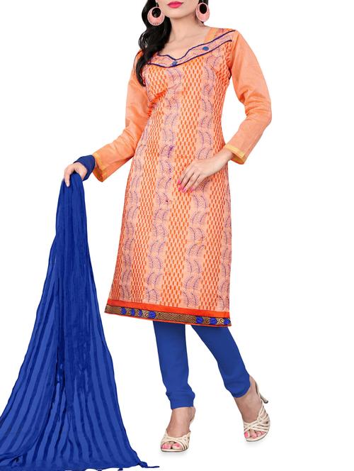 orange chanderi dress material - 1252658 - Very Small Image - 1