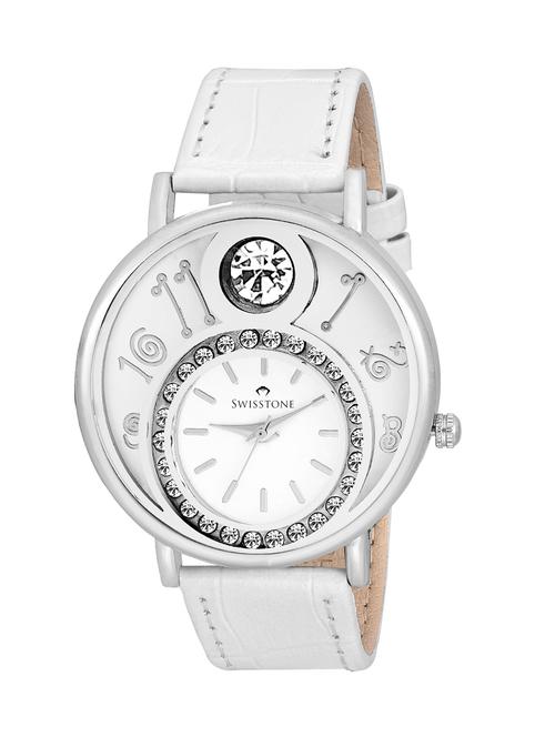 white dial black leather strap analog wrist watch - 12526838 - Very Small Image - 1