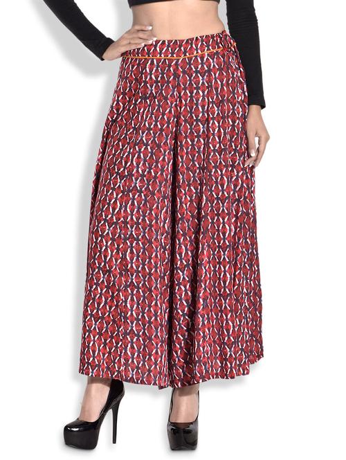 brick red rayon tie and dye palazzo - 1253809 - Very Small Image - 1