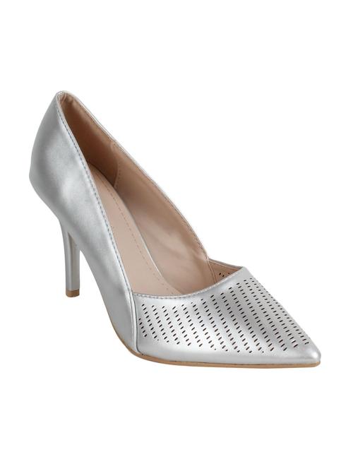 silver leatherette slip on pumps - 12543321 - Very Small Image - 1