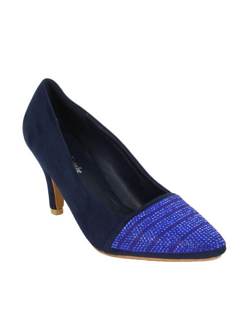navy leatherette slip on pumps - 12543330 - Very Small Image - 1