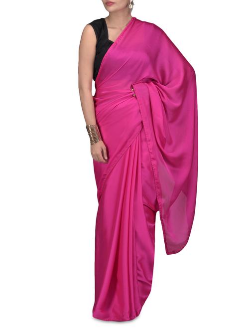 pink embroidered satin chiffon net saree - 1254348 - Very Small Image - 1