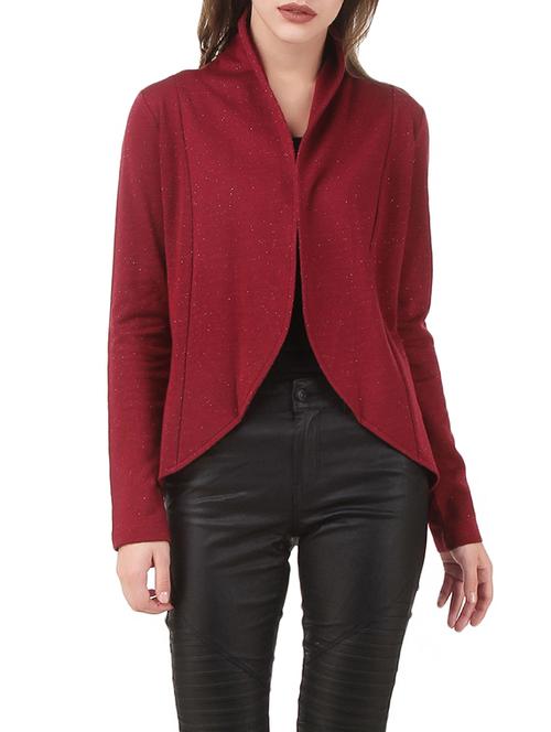 solid maroon asymmetric shrug - 12546926 - Very Small Image - 1