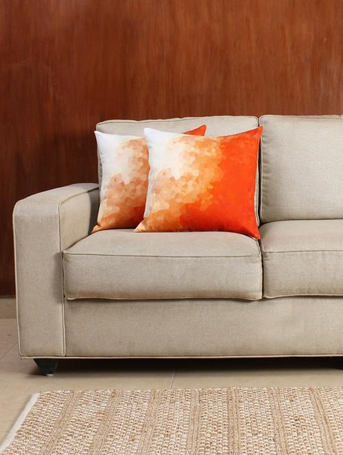 house this the mellow sunset 100% cotton sateen set of 2 cushion covers - orange - 12554396 - Very Small Image - 1