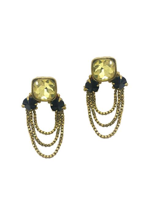 antique gold embellished brass earrings - 12556961 - Very Small Image - 1