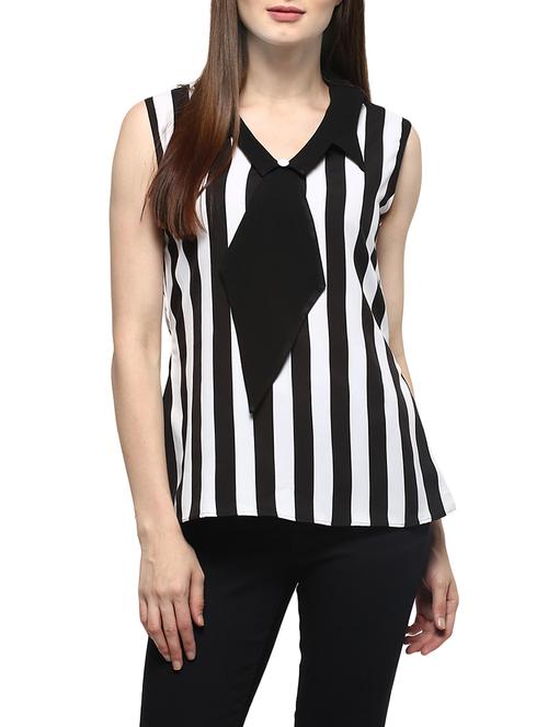 faux button striped top - 12562810 - Very Small Image - 1